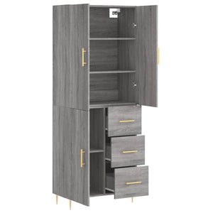 vidaXL Highboard Grey Sonoma 69.5x34x180 cm Engineered Wood