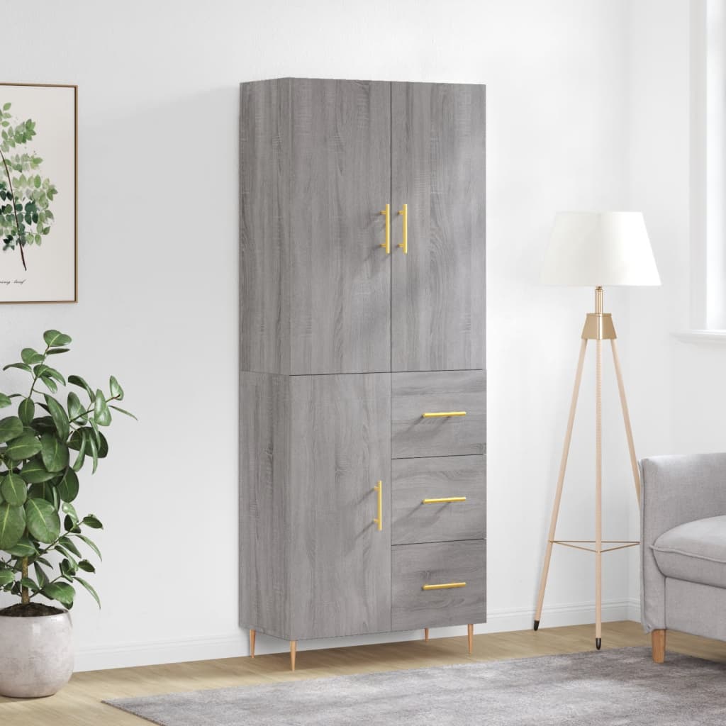 vidaXL Highboard Grey Sonoma 69.5x34x180 cm Engineered Wood