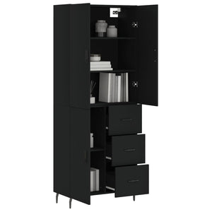 vidaXL Highboard Black 69.5x34x180 cm Engineered Wood