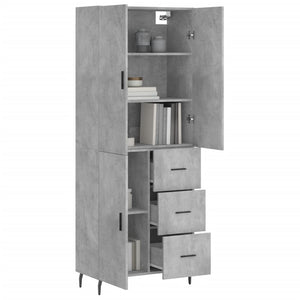 vidaXL Highboard Concrete Grey 69.5x34x180 cm Engineered Wood