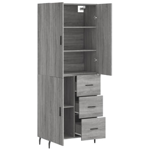 vidaXL Highboard Grey Sonoma 69.5x34x180 cm Engineered Wood