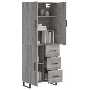 vidaXL Highboard Grey Sonoma 69.5x34x180 cm Engineered Wood