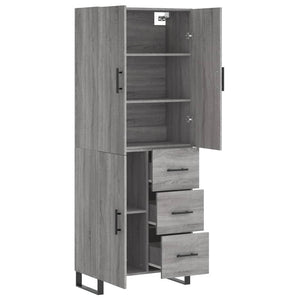 vidaXL Highboard Grey Sonoma 69.5x34x180 cm Engineered Wood