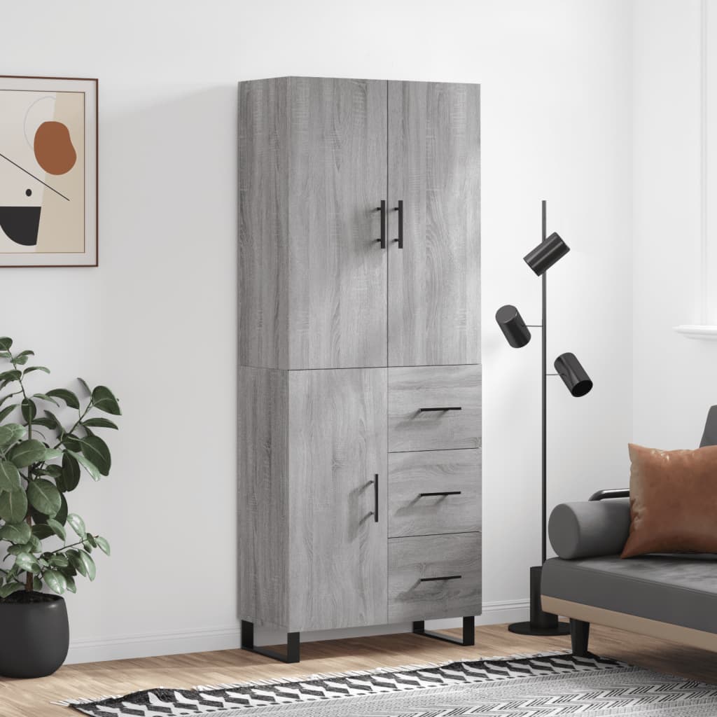 vidaXL Highboard Grey Sonoma 69.5x34x180 cm Engineered Wood