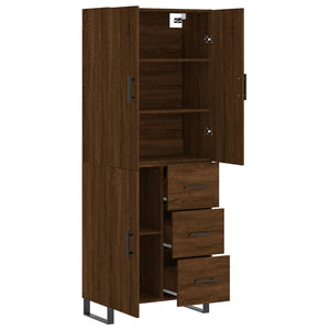 vidaXL Highboard Brown Oak 69.5x34x180 cm Engineered Wood