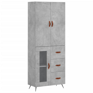 vidaXL Highboard Concrete Grey 69.5x34x180 cm Engineered Wood