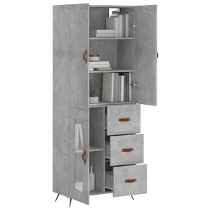 vidaXL Highboard Concrete Grey 69.5x34x180 cm Engineered Wood