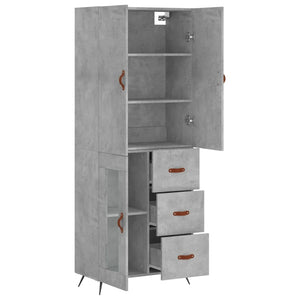 vidaXL Highboard Concrete Grey 69.5x34x180 cm Engineered Wood