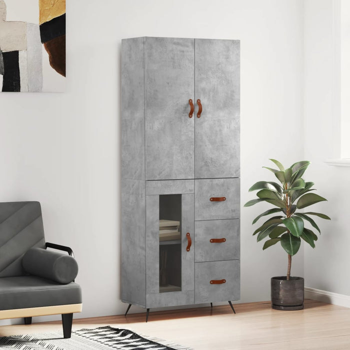 vidaXL Highboard Concrete Grey 69.5x34x180 cm Engineered Wood