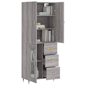 vidaXL Highboard Grey Sonoma 69.5x34x180 cm Engineered Wood