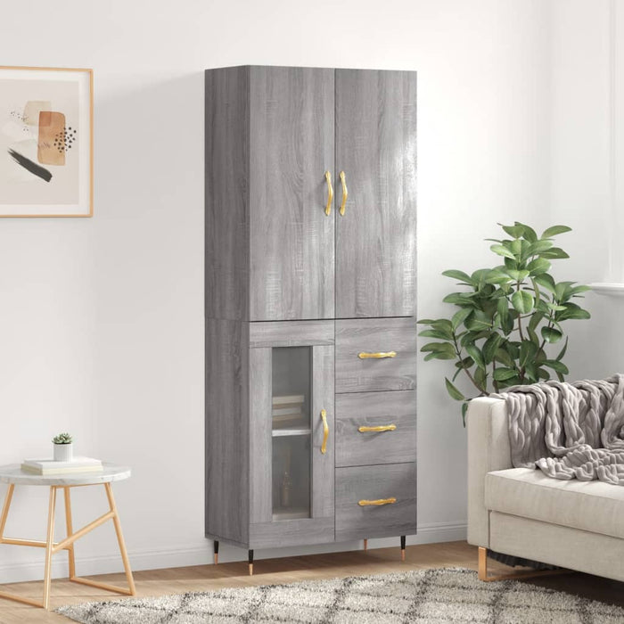 vidaXL Highboard Grey Sonoma 69.5x34x180 cm Engineered Wood