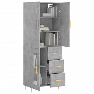 vidaXL Highboard Concrete Grey 69.5x34x180 cm Engineered Wood