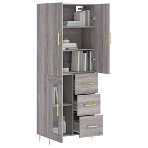 vidaXL Highboard Grey Sonoma 69.5x34x180 cm Engineered Wood