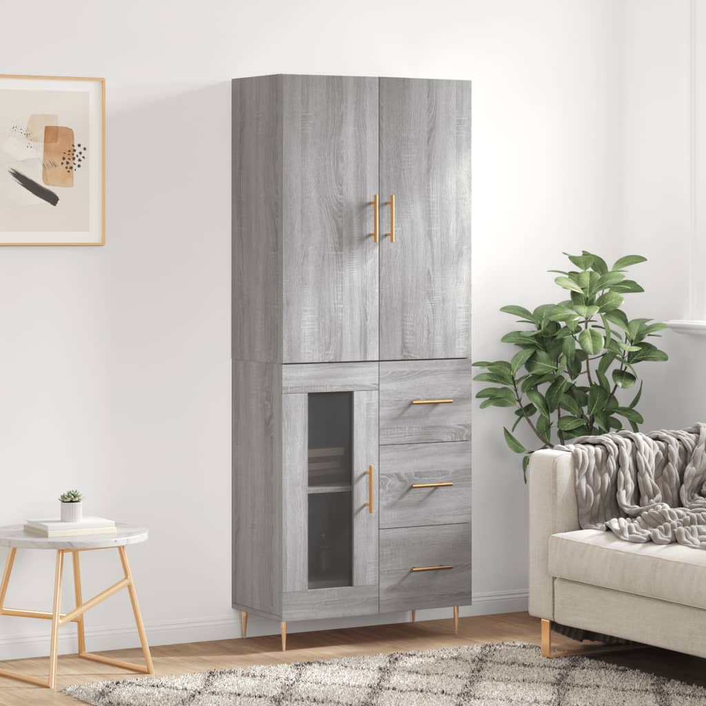 vidaXL Highboard Grey Sonoma 69.5x34x180 cm Engineered Wood