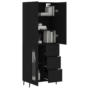 vidaXL Highboard Black 69.5x34x180 cm Engineered Wood