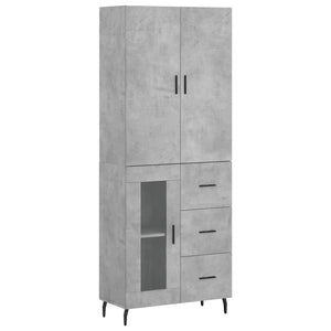 vidaXL Highboard Concrete Grey 69.5x34x180 cm Engineered Wood