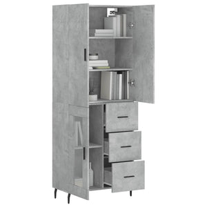 vidaXL Highboard Concrete Grey 69.5x34x180 cm Engineered Wood