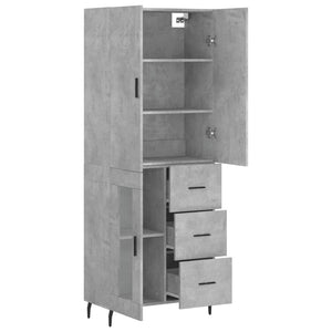 vidaXL Highboard Concrete Grey 69.5x34x180 cm Engineered Wood