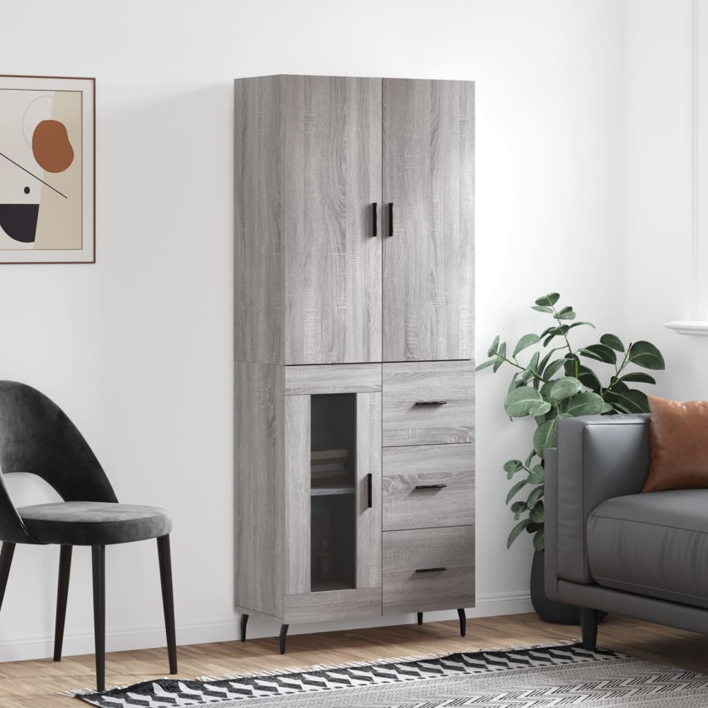 vidaXL Highboard Grey Sonoma 69.5x34x180 cm Engineered Wood