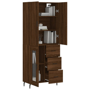 vidaXL Highboard Brown Oak 69.5x34x180 cm Engineered Wood