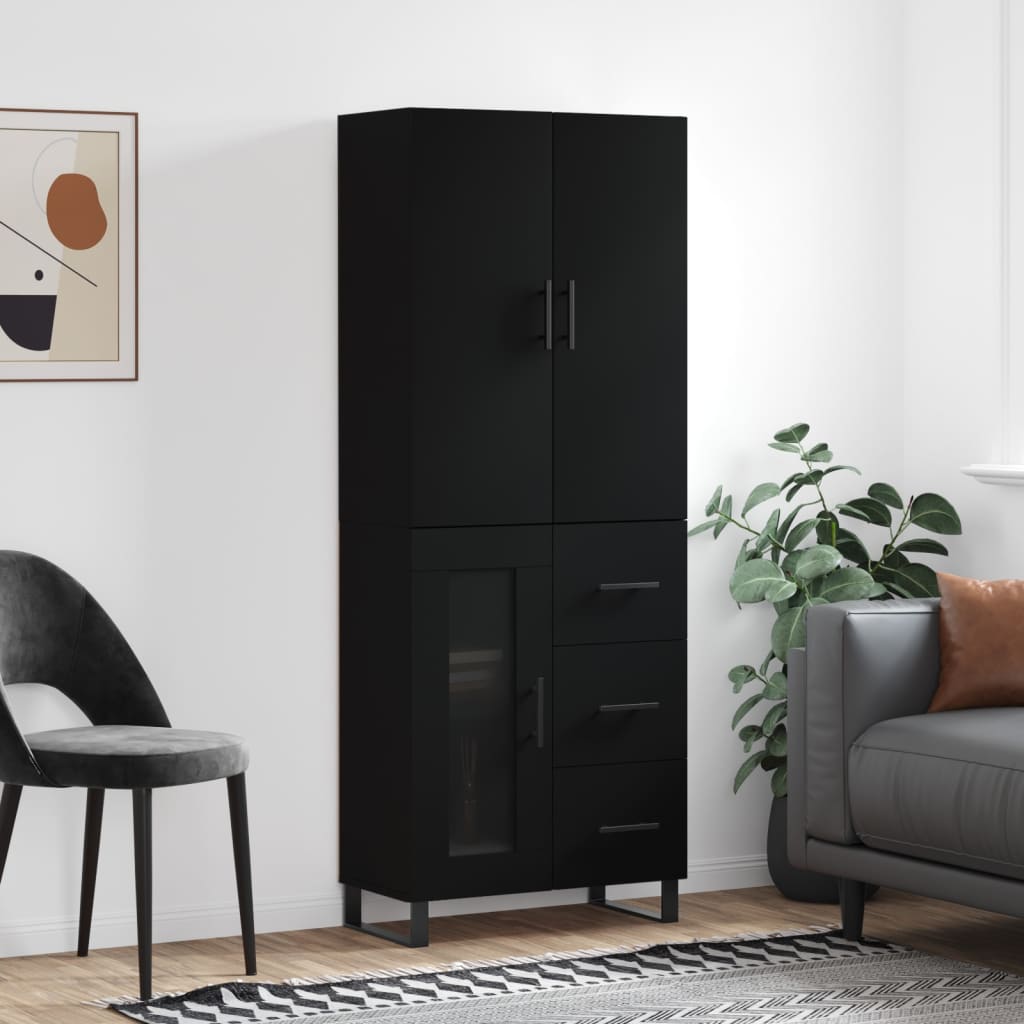 vidaXL Highboard Black 69.5x34x180 cm Engineered Wood