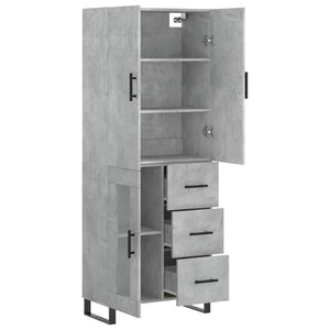 vidaXL Highboard Concrete Grey 69.5x34x180 cm Engineered Wood