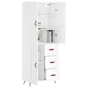 vidaXL Highboard High Gloss White 69.5x34x180 cm Engineered Wood