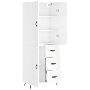 vidaXL Highboard High Gloss White 69.5x34x180 cm Engineered Wood