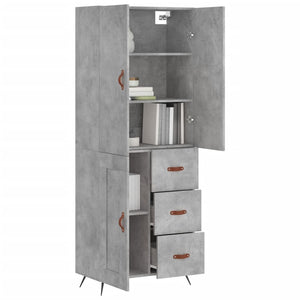 vidaXL Highboard Concrete Grey 69.5x34x180 cm Engineered Wood