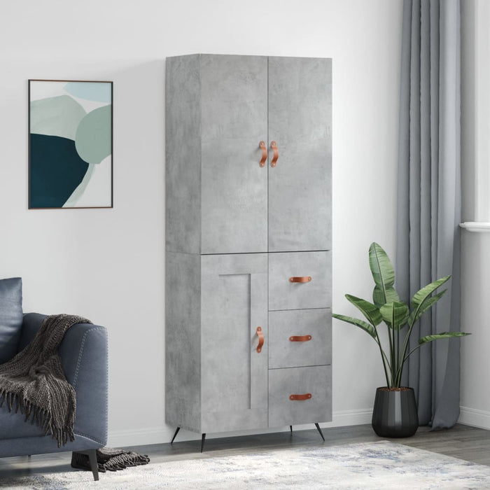 vidaXL Highboard Concrete Grey 69.5x34x180 cm Engineered Wood