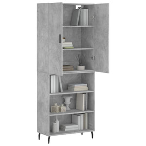 vidaXL Highboard Concrete Grey 69.5x34x180 cm Engineered Wood