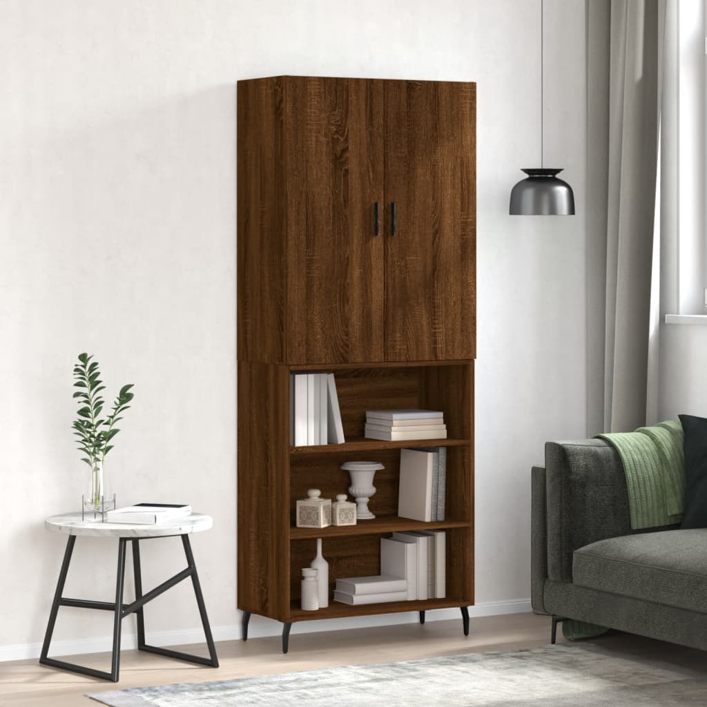 vidaXL Highboard Brown Oak 69.5x34x180 cm Engineered Wood