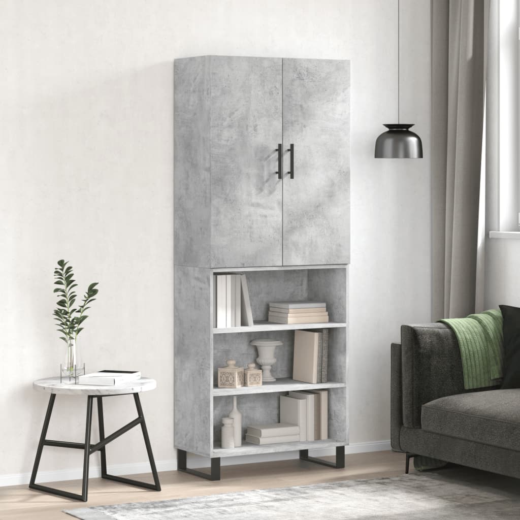 vidaXL Highboard Concrete Grey 69.5x34x180 cm Engineered Wood