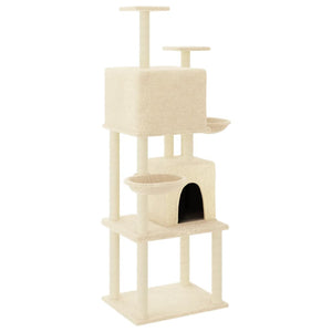 vidaXL Cat Tree with Sisal Scratching Posts Cream 180 cm