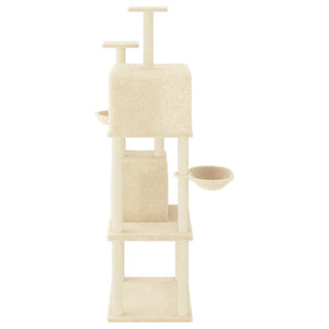 vidaXL Cat Tree with Sisal Scratching Posts Cream 180 cm