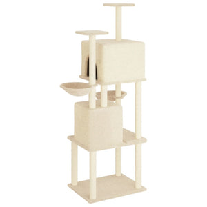 vidaXL Cat Tree with Sisal Scratching Posts Cream 180 cm