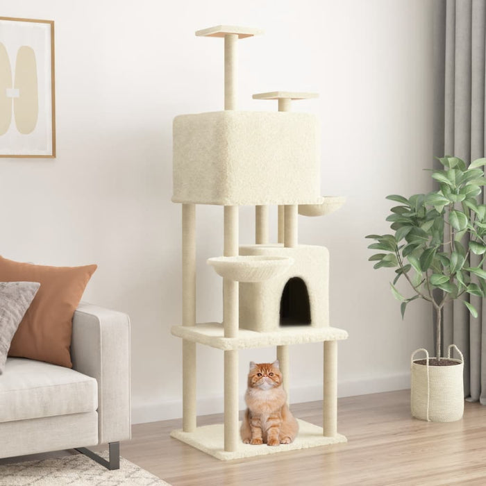 vidaXL Cat Tree with Sisal Scratching Posts Cream 180 cm