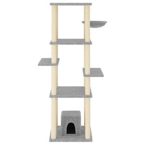 vidaXL Cat Tree with Sisal Scratching Posts Light Grey 154 cm