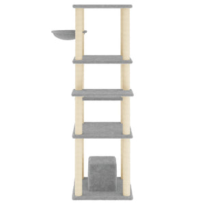 vidaXL Cat Tree with Sisal Scratching Posts Light Grey 154 cm