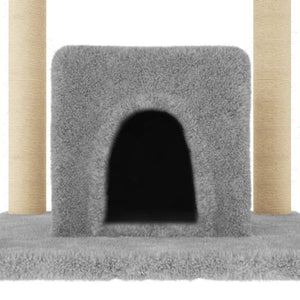 vidaXL Cat Tree with Sisal Scratching Posts Light Grey 154 cm