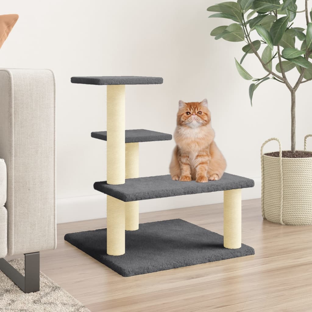 vidaXL Cat Tree with Sisal Scratching Posts Dark Grey 61 cm