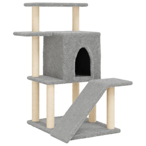 vidaXL Cat Tree with Sisal Scratching Posts Light Grey 97 cm