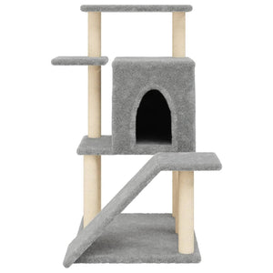 vidaXL Cat Tree with Sisal Scratching Posts Light Grey 97 cm