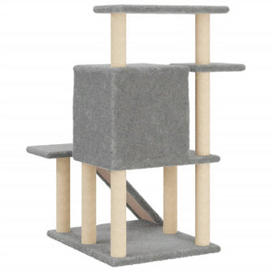 vidaXL Cat Tree with Sisal Scratching Posts Light Grey 97 cm