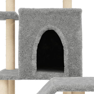 vidaXL Cat Tree with Sisal Scratching Posts Light Grey 97 cm