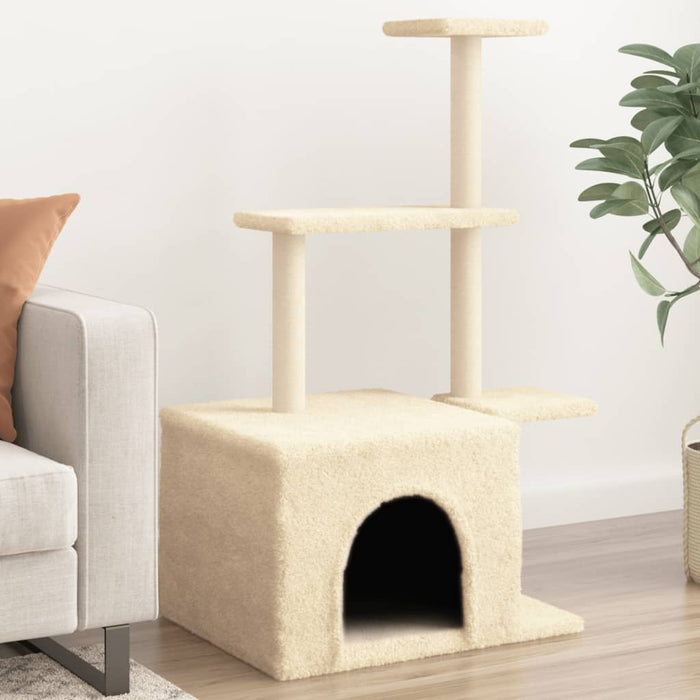 vidaXL Cat Tree with Sisal Scratching Posts Cream 110 cm