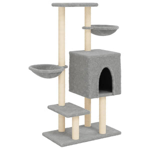 vidaXL Cat Tree with Sisal Scratching Posts Light Grey 117 cm