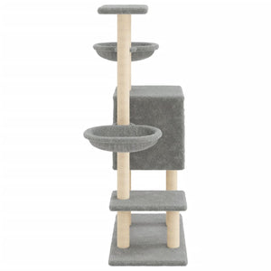 vidaXL Cat Tree with Sisal Scratching Posts Light Grey 117 cm