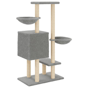 vidaXL Cat Tree with Sisal Scratching Posts Light Grey 117 cm