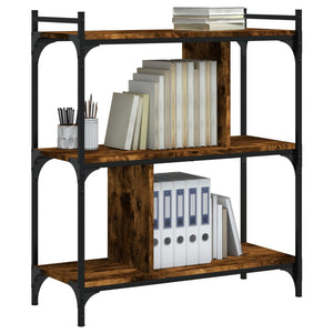 vidaXL Bookcase 3-Tier Smoked Oak 76x32x88 cm Engineered Wood